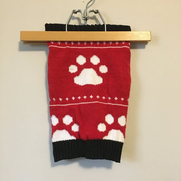 Black Quilted 'Fetch' Dog Hoodie + Doggy Paw Knit Sweater - Picture 1 of 13